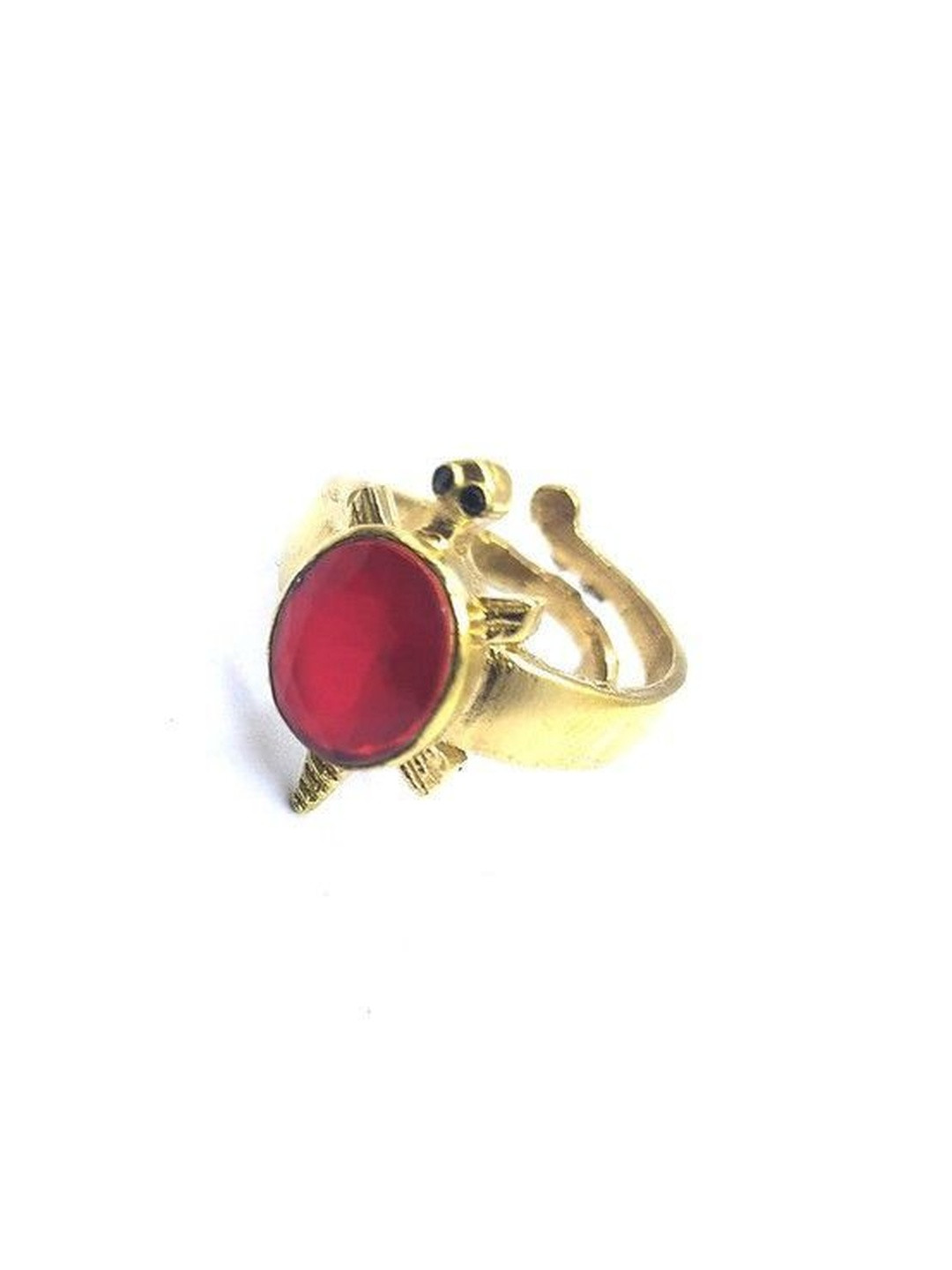 RAVIOUR LIFESTYLE Ruby Brass Plated Finger Ring