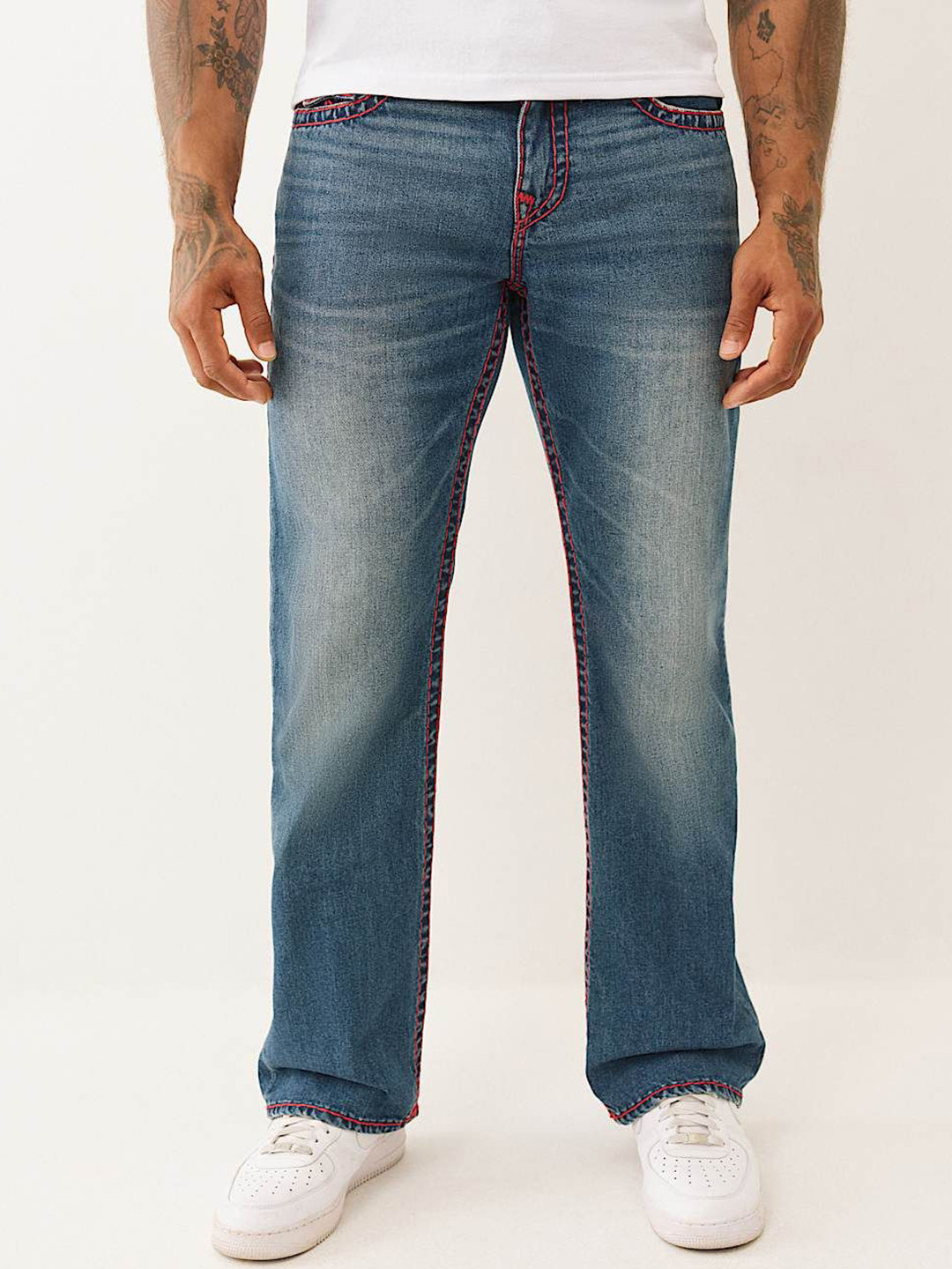 True Religion Men Mid-Rise Light Fade Pure Cotton Bootcut Jeans