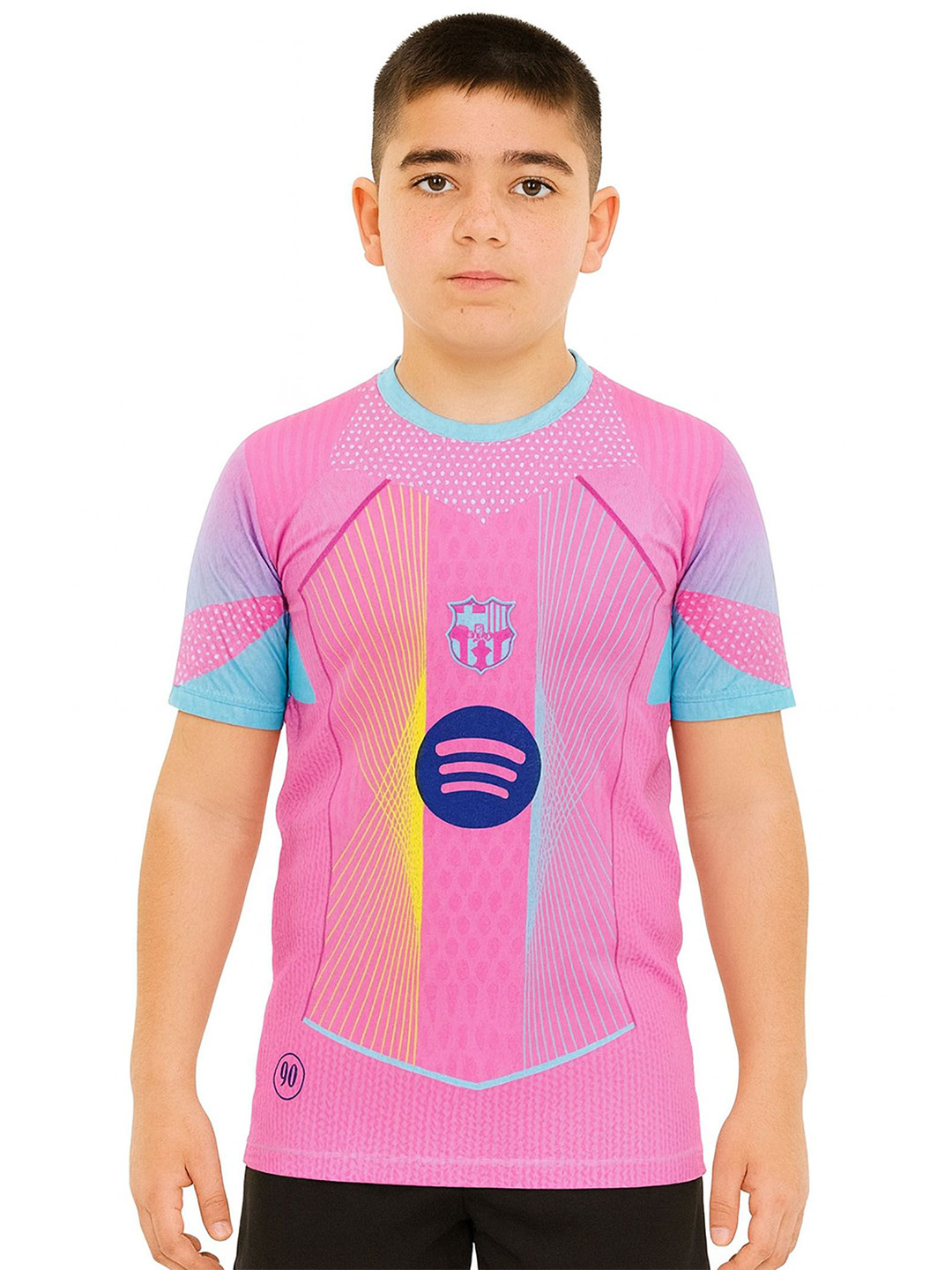 dostitch Boys Pink Barcelona Special Edition Kit Lamine Yamal 10 Football Jersey Tshirt