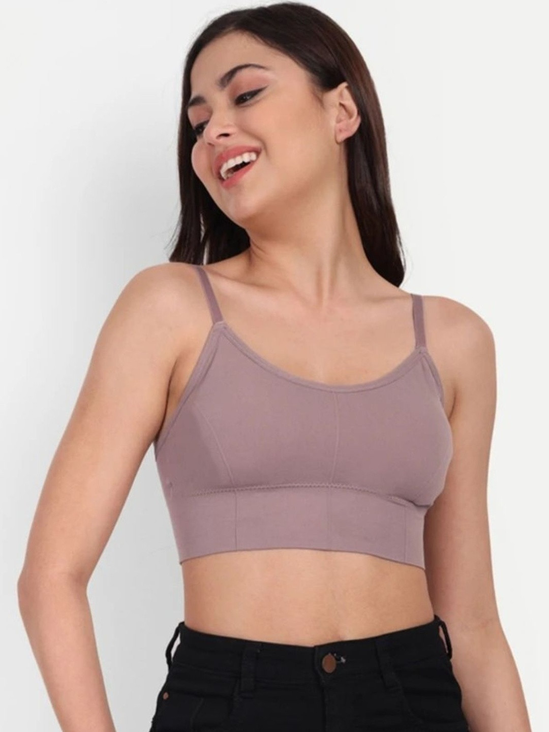 SQ FASHION Pack Of 2 Full Coverage Lightly Padded Non-Wired Seamless Cotton Everyday Bra