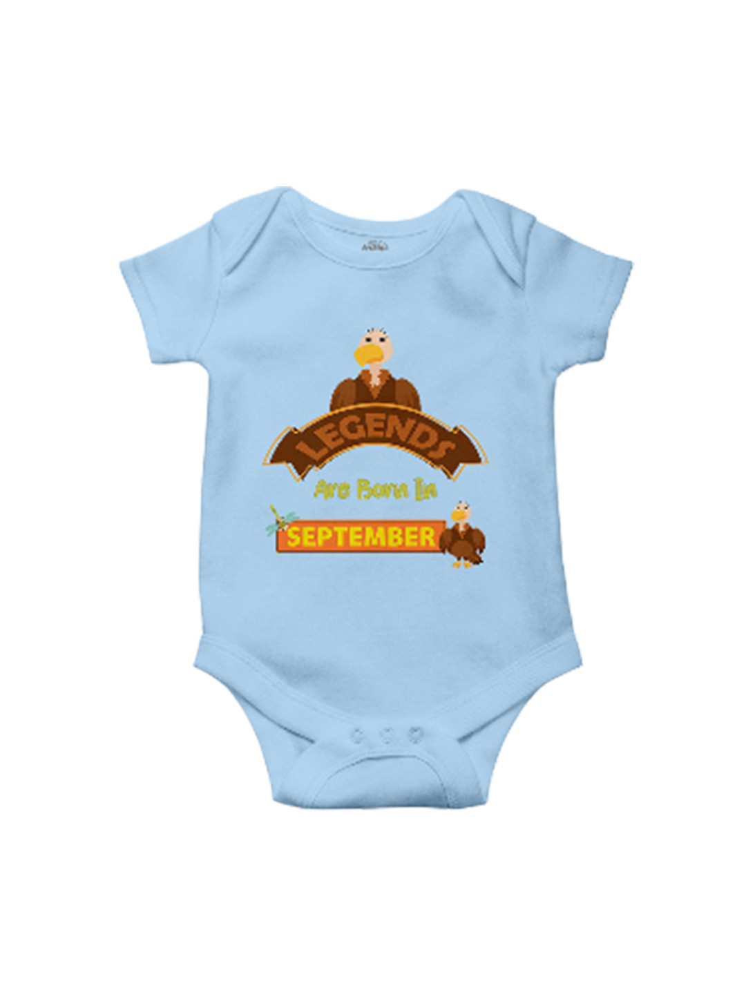 THE PRINT PLATTER Kids Legends In September Printed Cotton Bodysuit With Envelope Neck