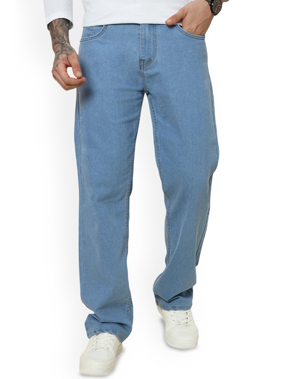 Gaucha Men Solid Relaxed Fit Mid-Rise Heavy Fade Regular Jeans