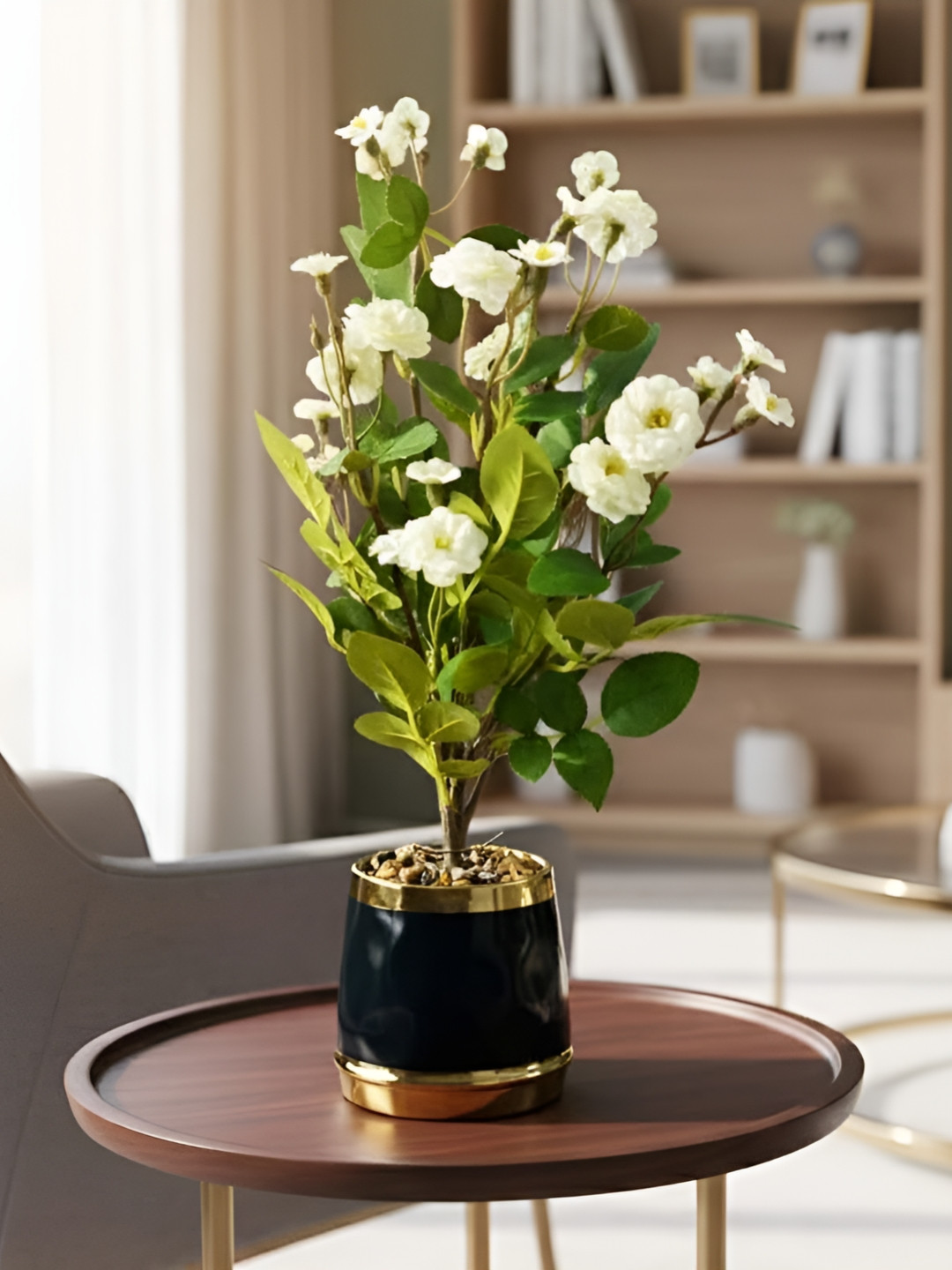 Go Hooked White 1 Pieces Artificial Flower With 13 Inch Pot