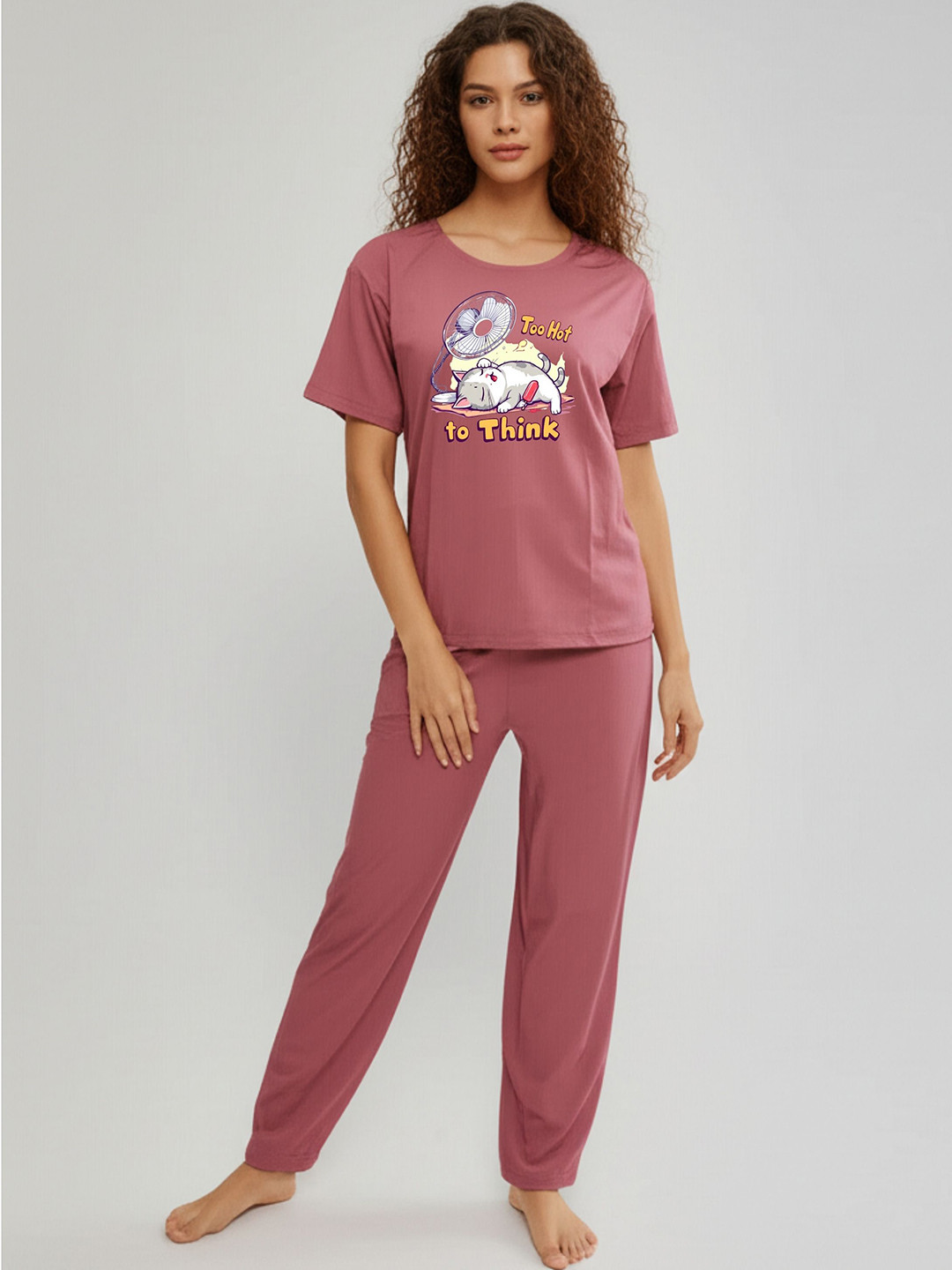 Fasense Graphic Printed Modal T-shirt & Pyjama