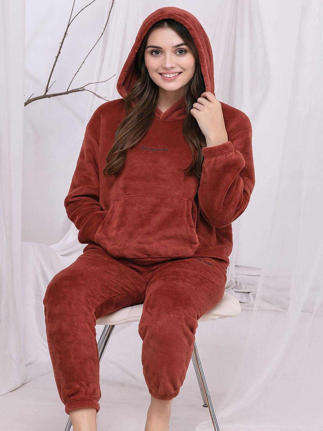 GRACIT Hooded Cozy Fleece Hoodie & Jogger Night suit