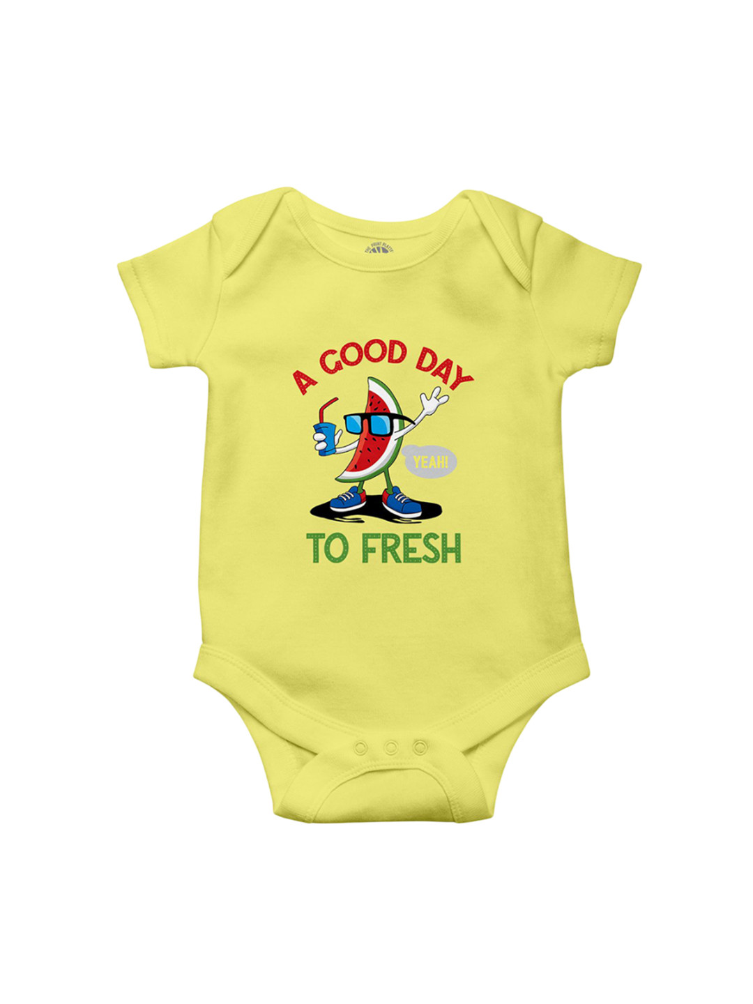 THE PRINT PLATTER Kids Good Day Printed Cotton Envelope Neck Bodysuits