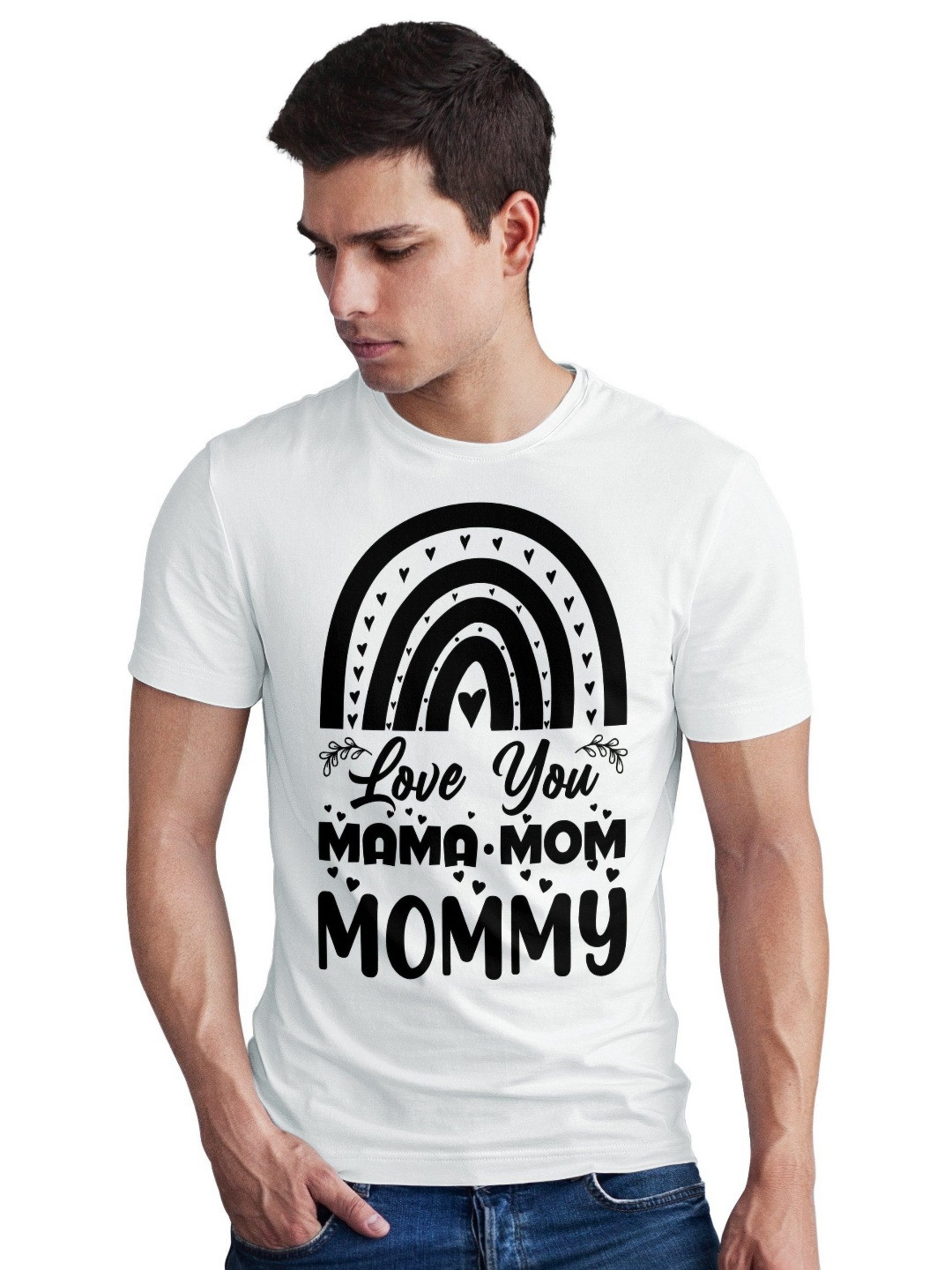 Seekbuylove Men Bio Finish Love You Mama Mom Mommy Round Neck Pure Cotton T-shirt