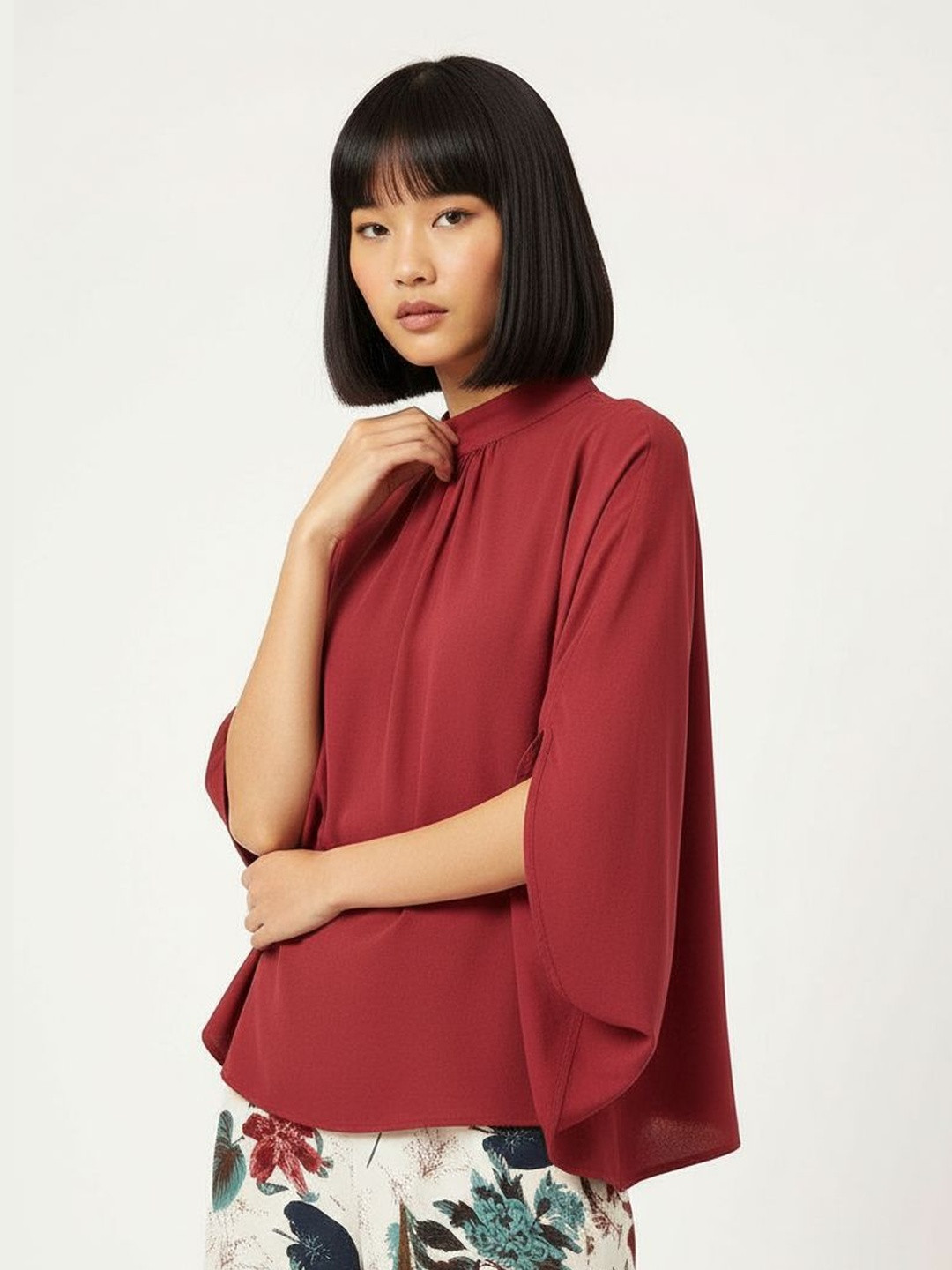 DressBerry Cuddly Couture Tie-Up Detail Cape Top