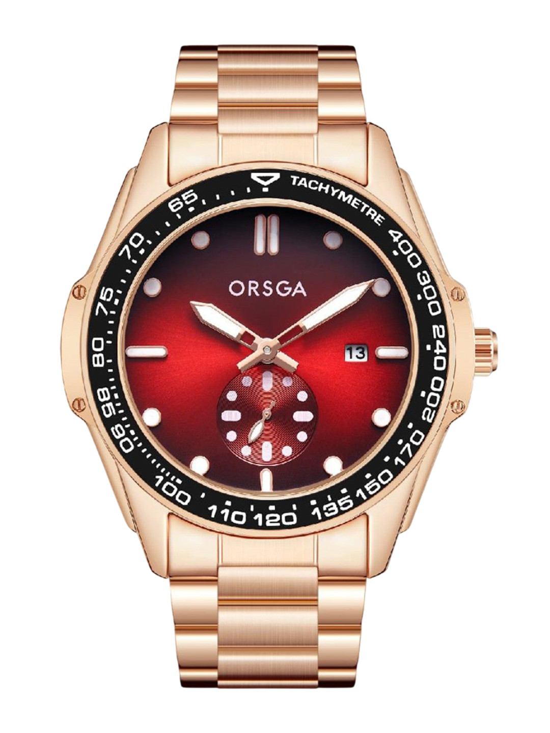 ORSGA Men Dial & Bracelet Style Straps Analogue Watch 1116-GLD-RED