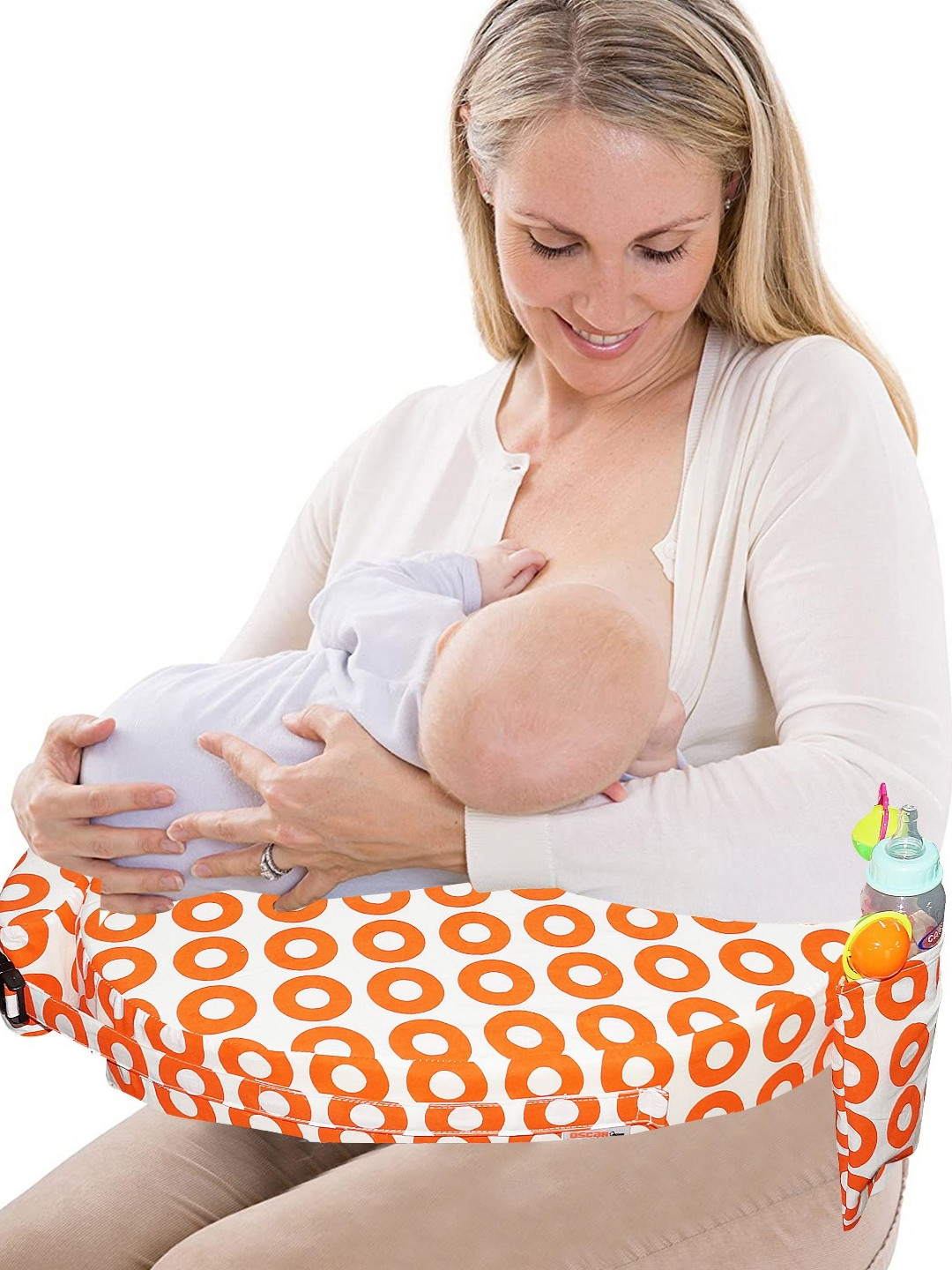 OSCAR HOME Orange Abstract Cotton Firm Cotton Maternity Pillow-10 x 38 x 53 cm