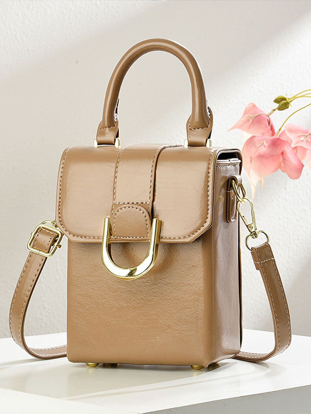 StyleCast One Handle Buckle Structured Handheld Bag