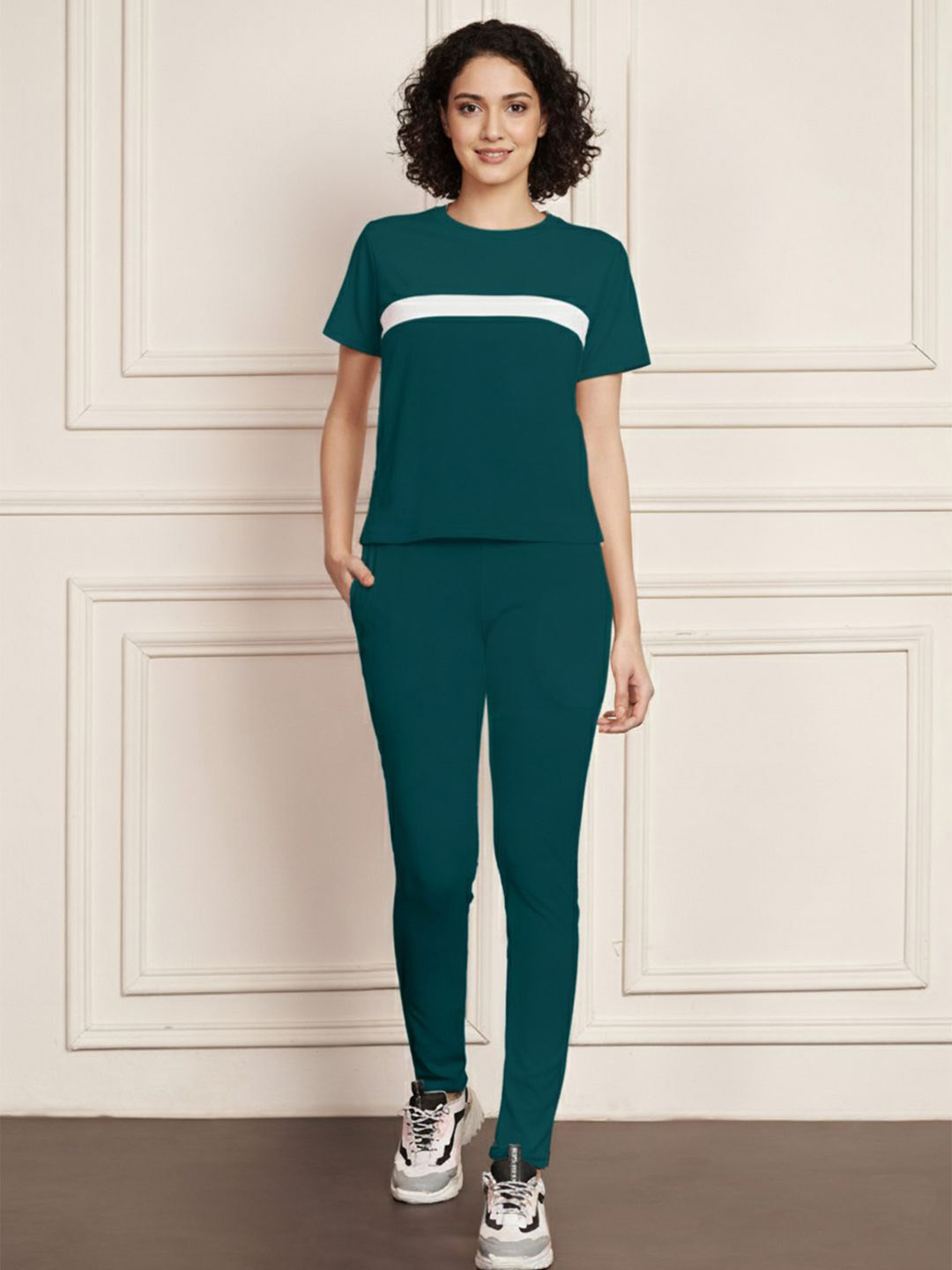 Moda Rapido Women Cotton Blend Front Taped Tracksuit