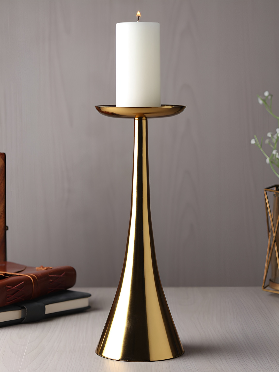Decor de Maison Aureus Gold-Toned Tall Pillar Candle Holder