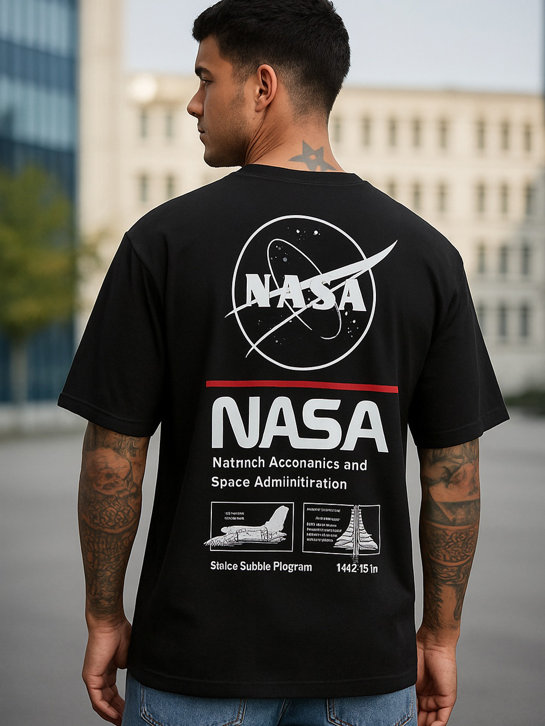 MORSE CODE Typography Printed Oversized Pure Cotton T-shirt