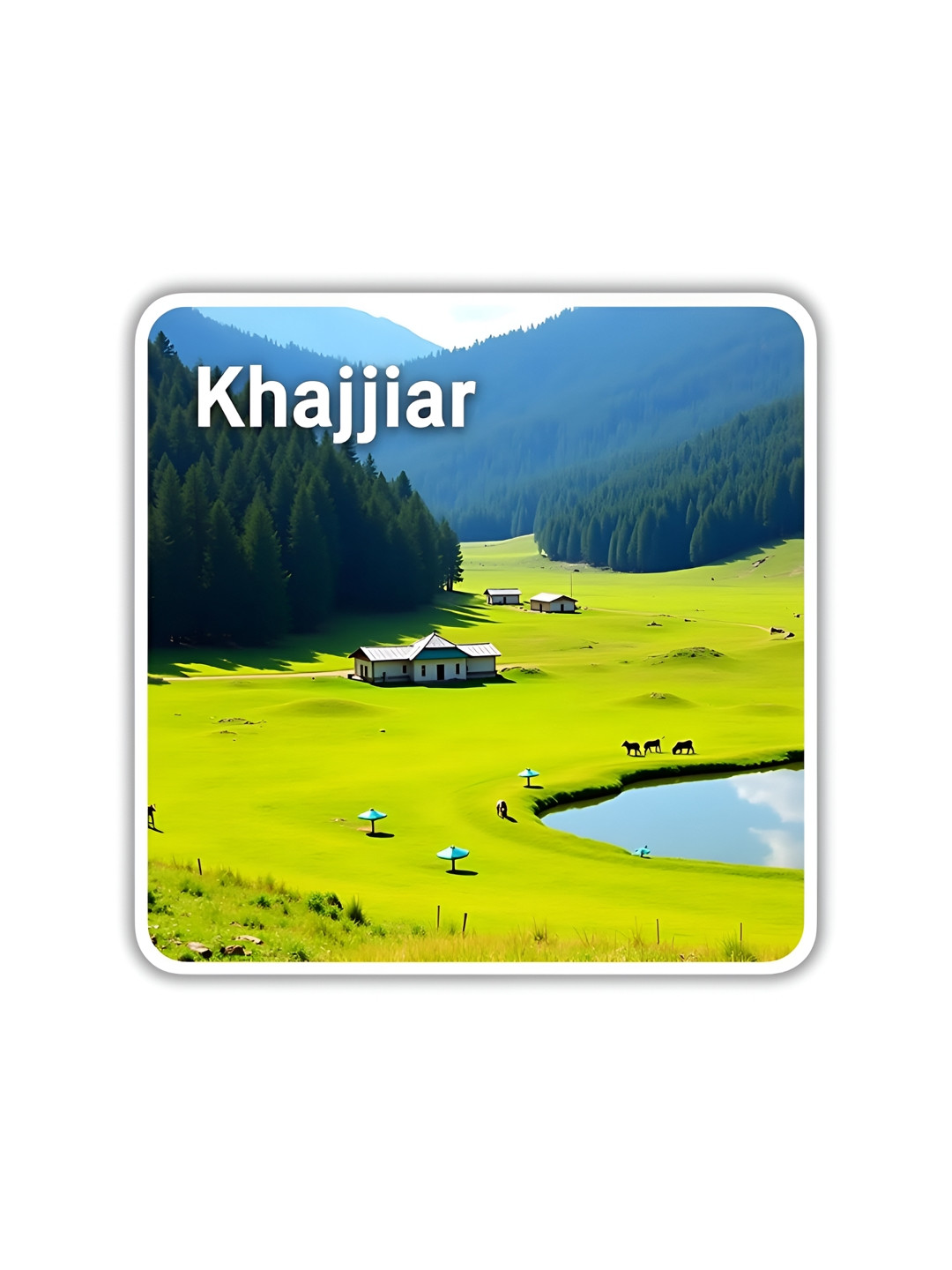GIFTODAY Green Khajjiar Printed Fridge Magnet