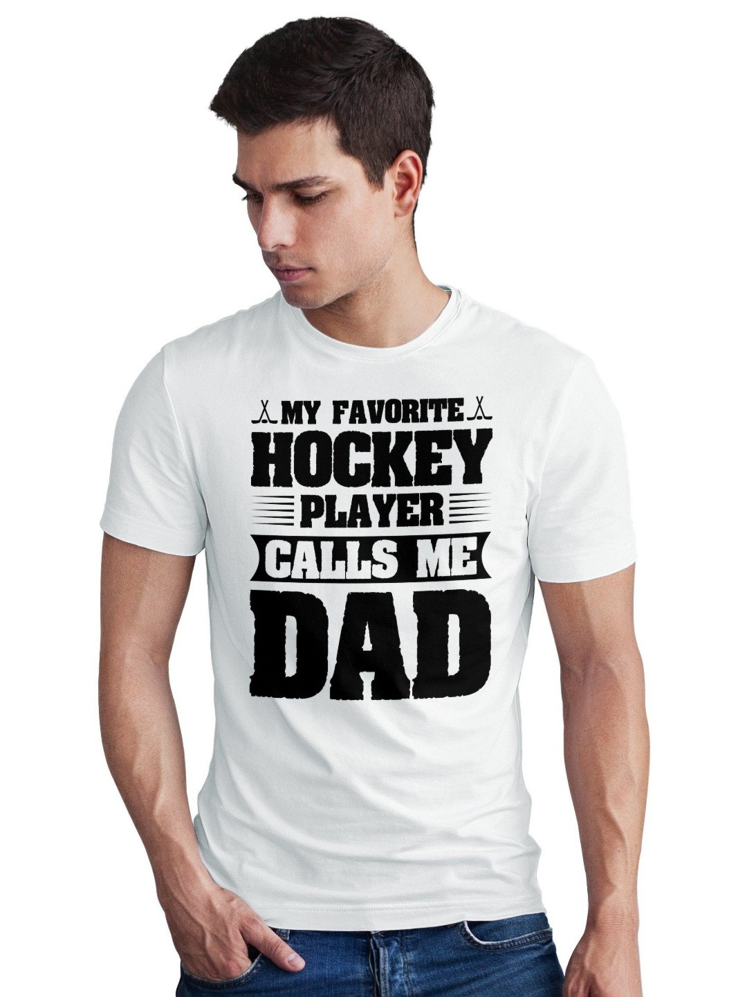 Seekbuylove Men Bio Finish My Favorite Hockey Player Calls Me Dad, Pure Cotton T-shirt