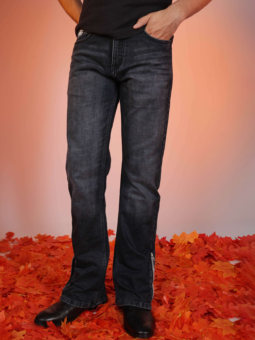 Fear No Man Men Bootcut Mid-Rise Light Fade Stretchable Jeans