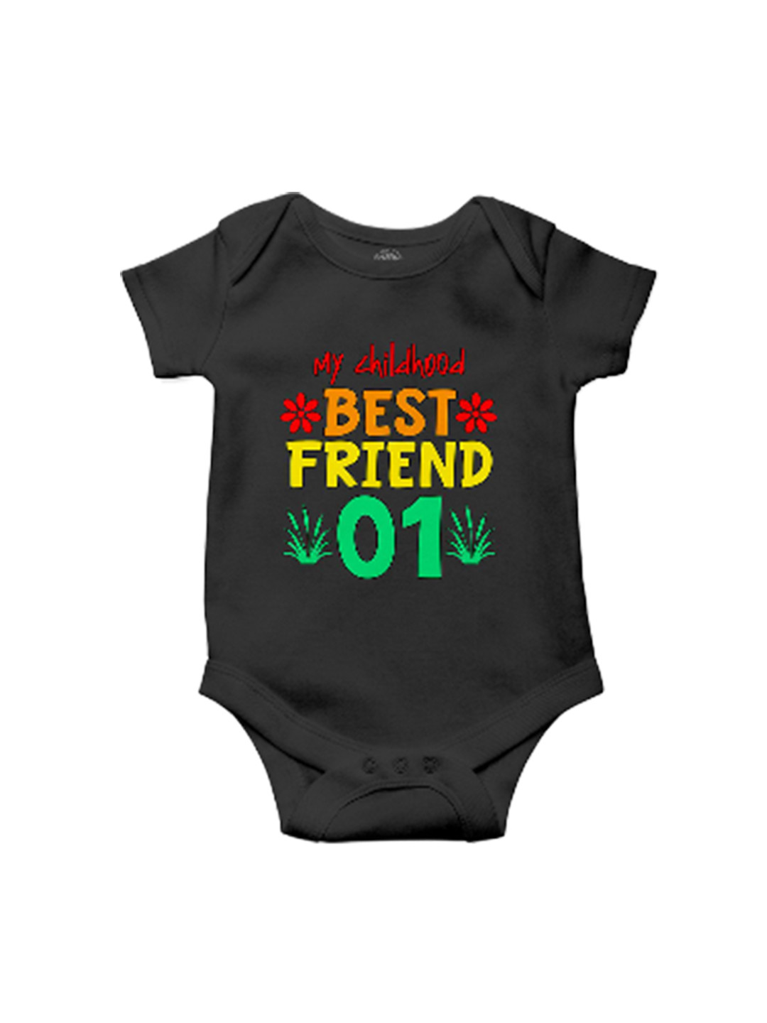 THE PRINT PLATTER Kids Infants Best Friend Printed Envelope Neck Bio Wash Cotton Bodysuit