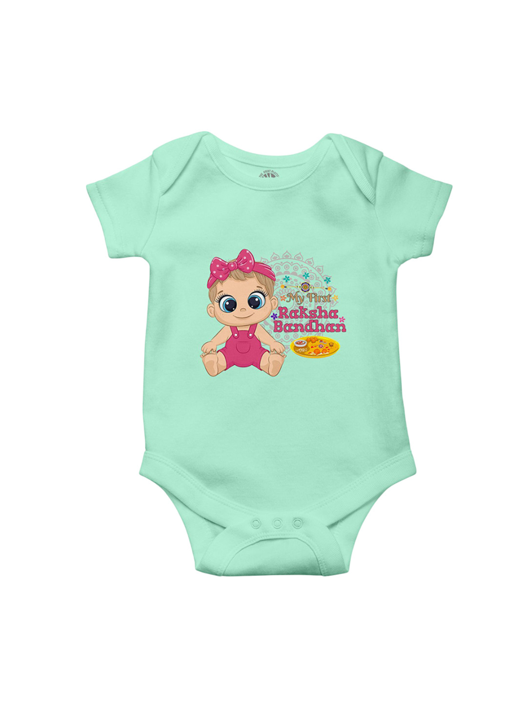 THE PRINT PLATTER Infants Raksha Bandhan Printed Envelope Neck Bio Wash Cotton Bodysuit