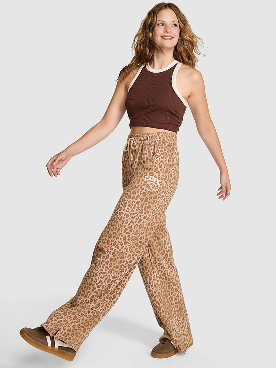 Victoria's Secret Women Animal Printed Wide Leg Easy Wash Trousers