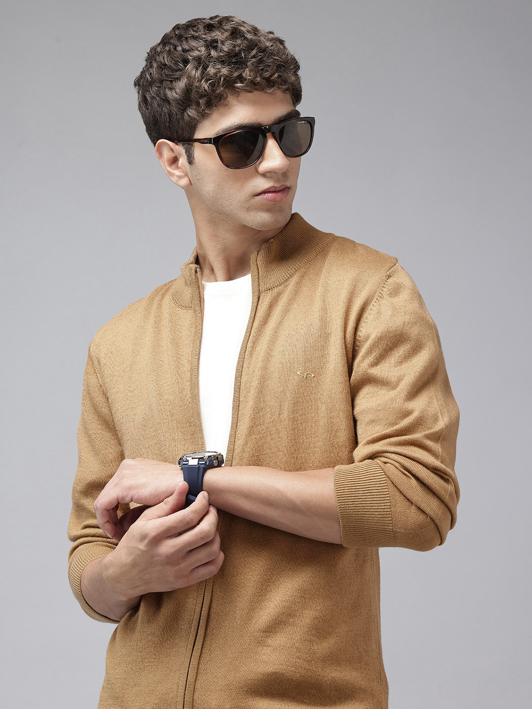 ColorPlus Mock Collar Knitted Cardigan Sweater