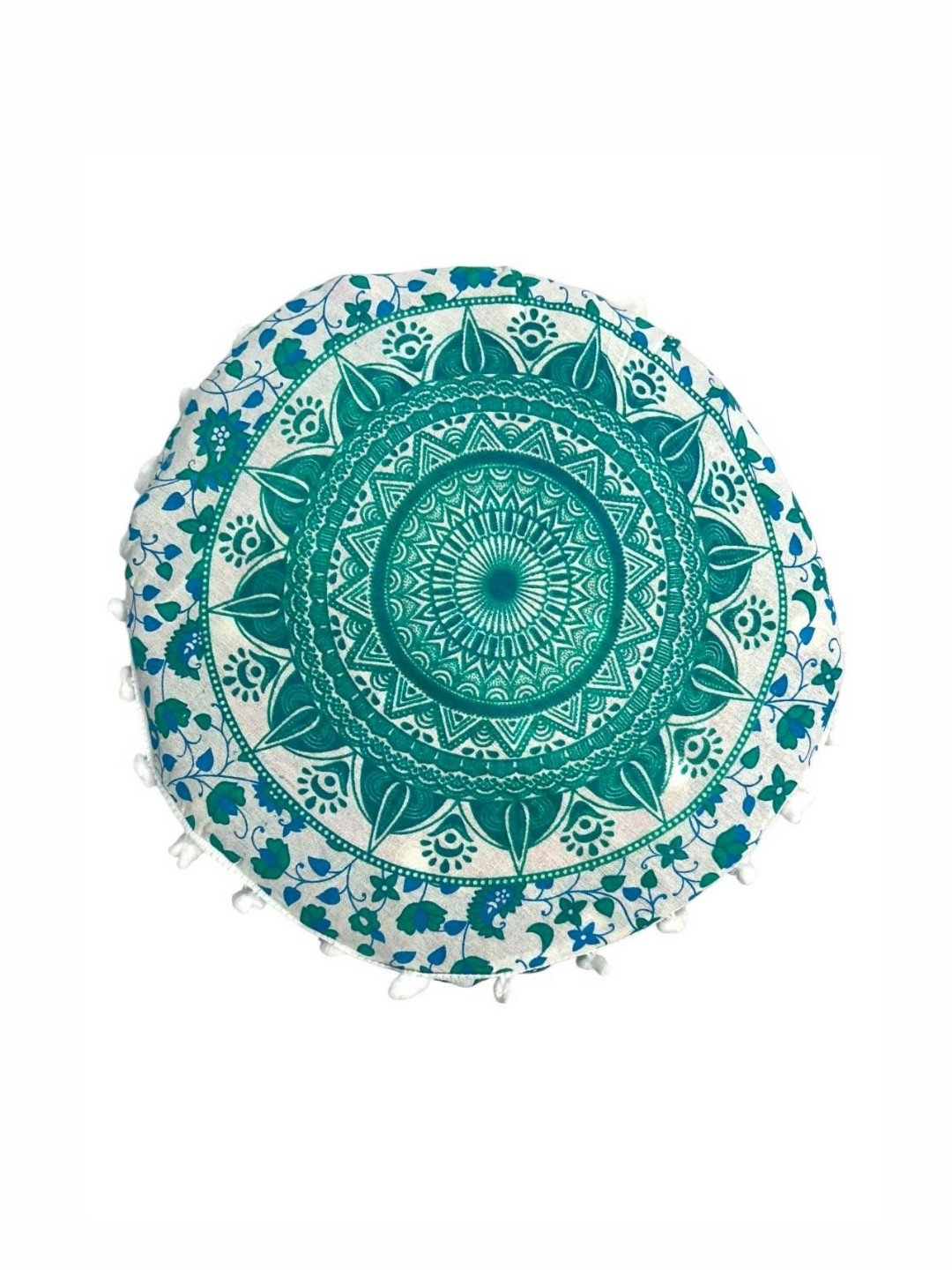 POSHMANDALA Green & Beige 2 Pieces Ethnic Motifs Printed Pure Cotton Muda Covers