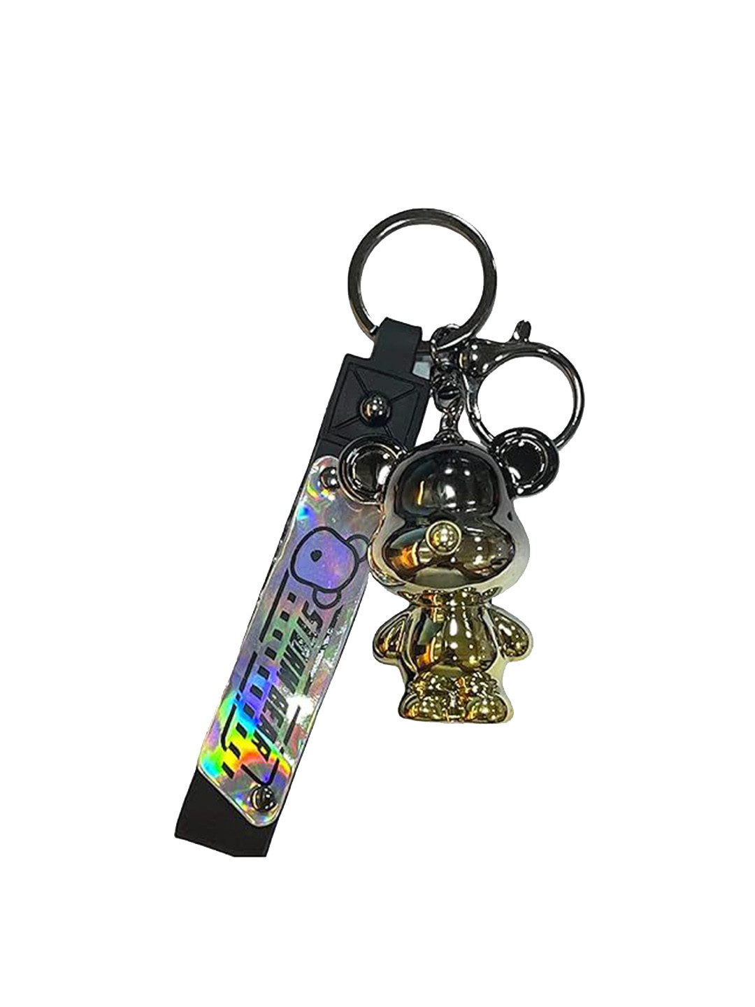 AUGEN Textured Metalic Teddy Bear Storm Bear Key Chain