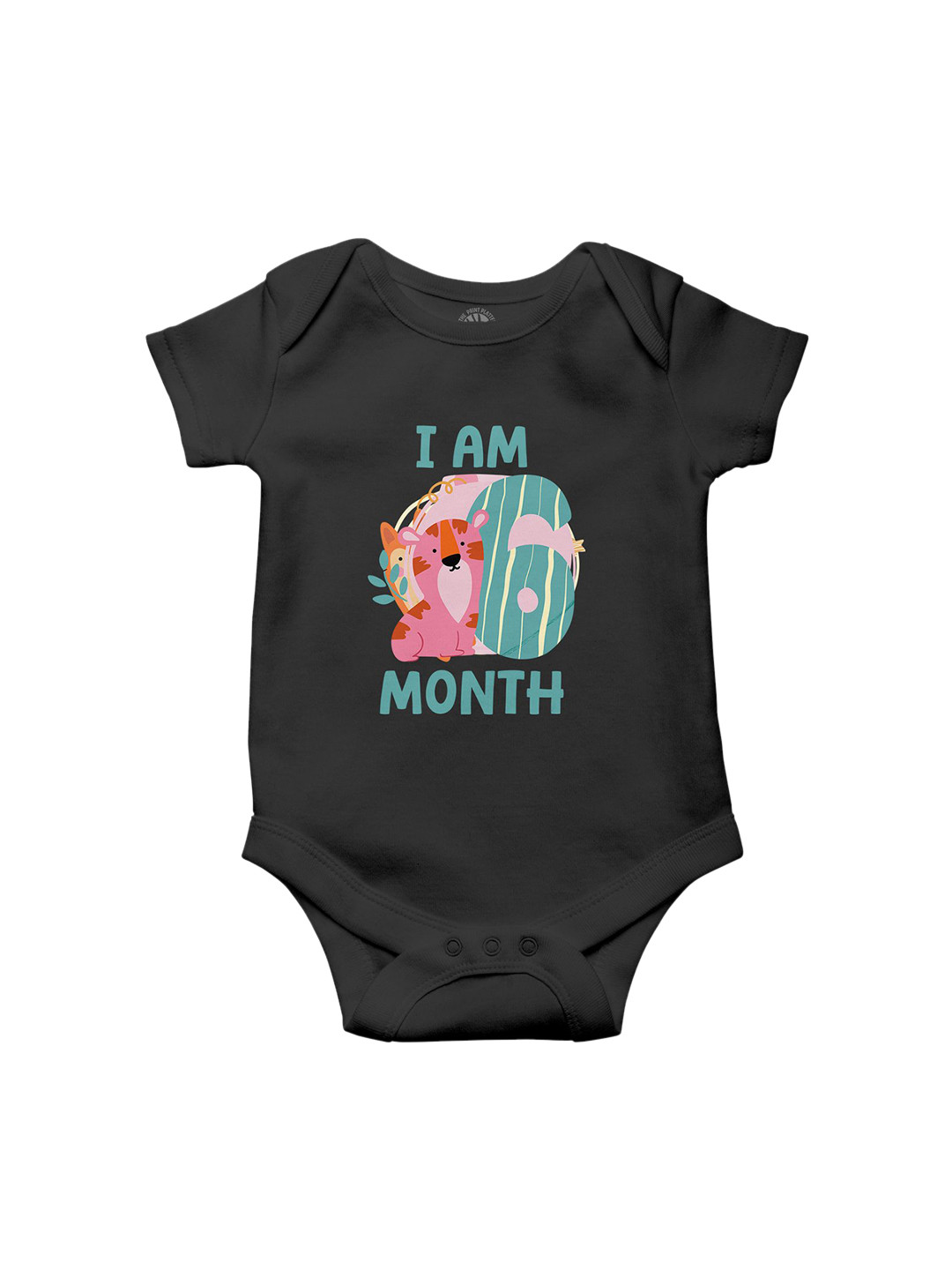THE PRINT PLATTER Kids Infants I Am Six Month Printed Envelope Neck Bio Wash Bodysuit