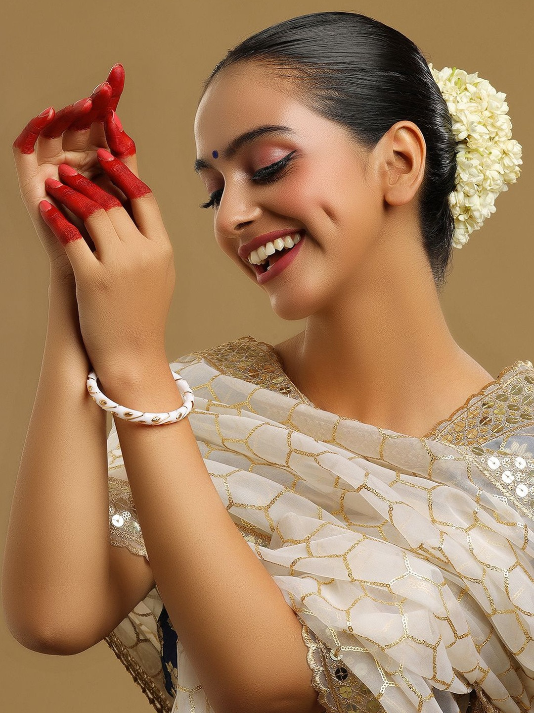 Ruby Raang Gold-Plated Intricate Detail Bangle