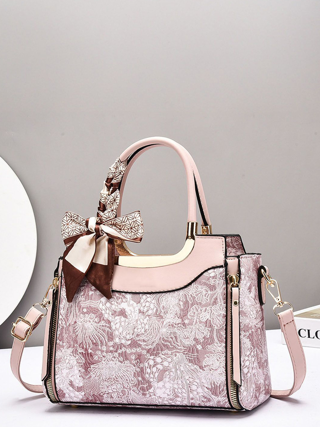 StyleCast Floral Printed Detachable Sling Strap Buckle Shopper Handheld Bag