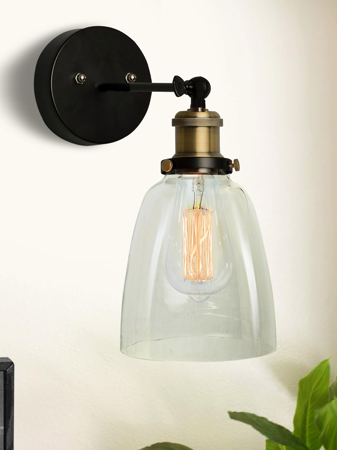 Homesake Black & Transparent Solid Handcrafted Armed Sconces