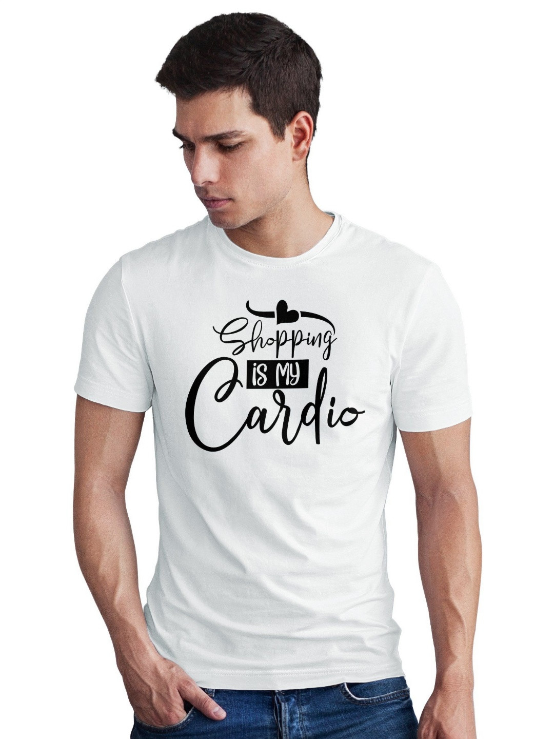 Seekbuylove Men Bio Finish Shopping Is My Cardio Round Neck Pure Cotton T-shirt