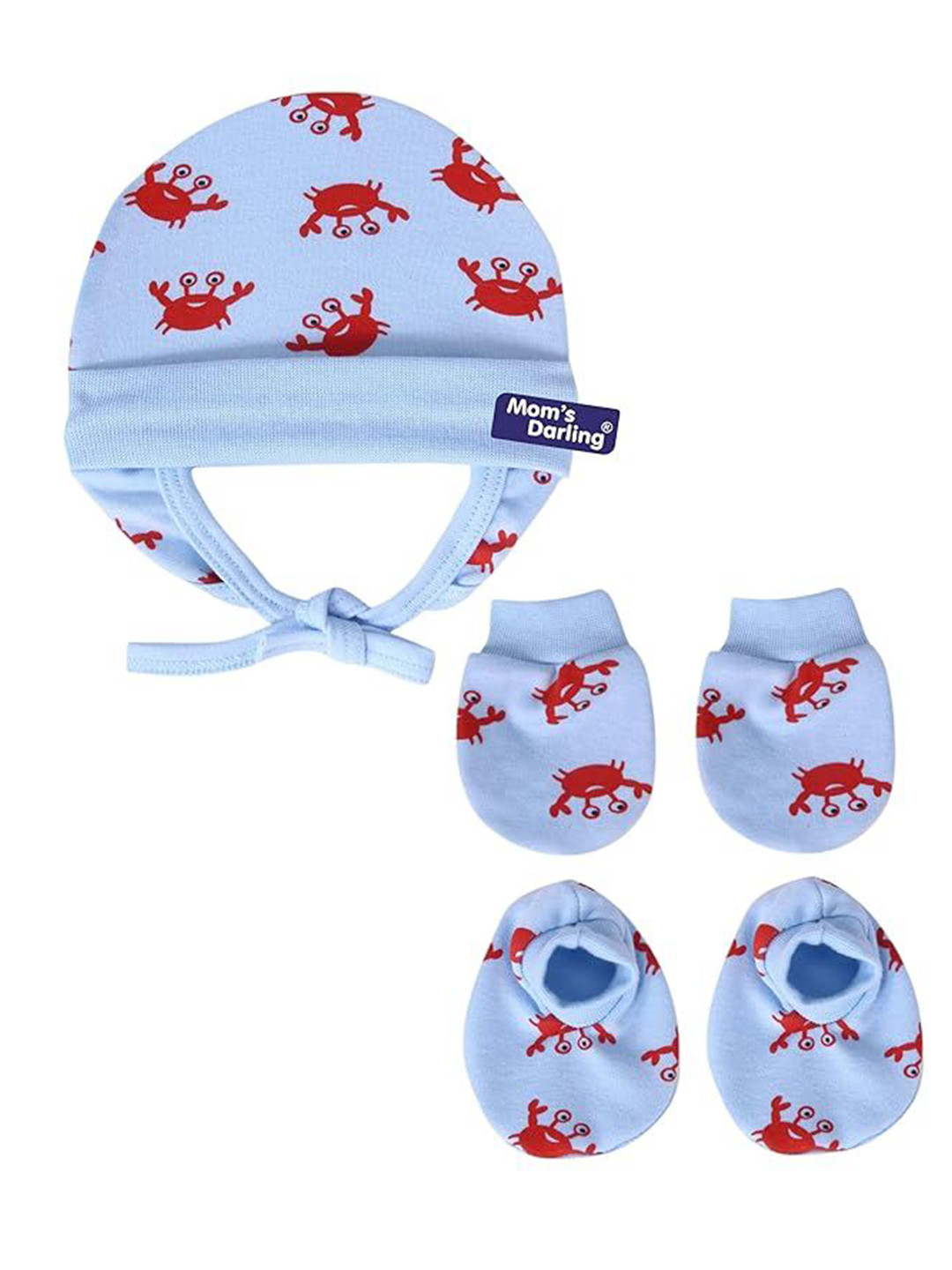 Mom's Darling Kids Cotton Caps Mitten, Booties Set