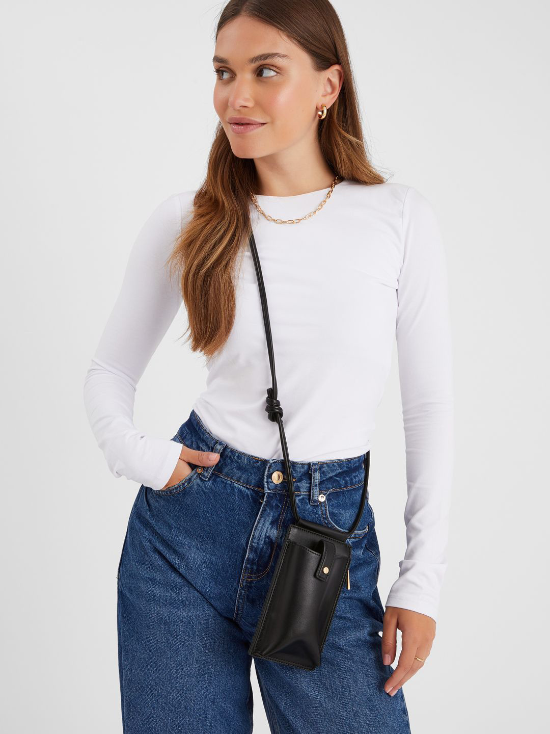 Accessorize Women Shoulder Strap Tab Pocket Phone Purse