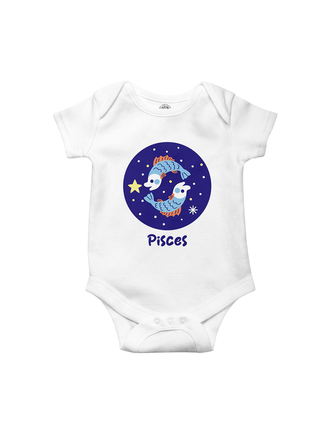 THE PRINT PLATTER Infants Pisces Printed Cotton Envelope Neck Ultra Bio Wash Bodysuit
