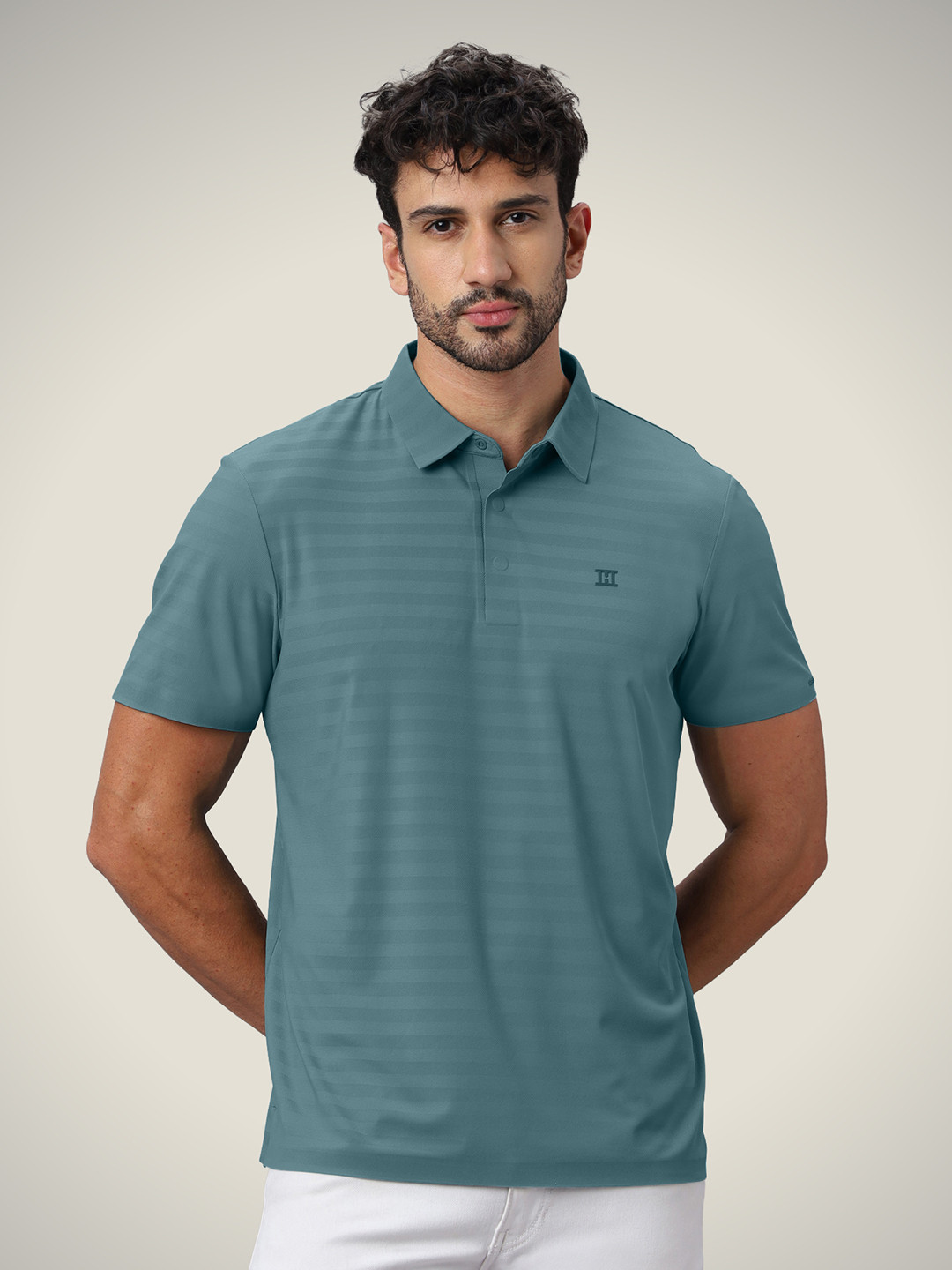Hektor Hidden Button Herring Bone Bonded Wrinkle Resistant & Moisture Wicking Polo Tshirt