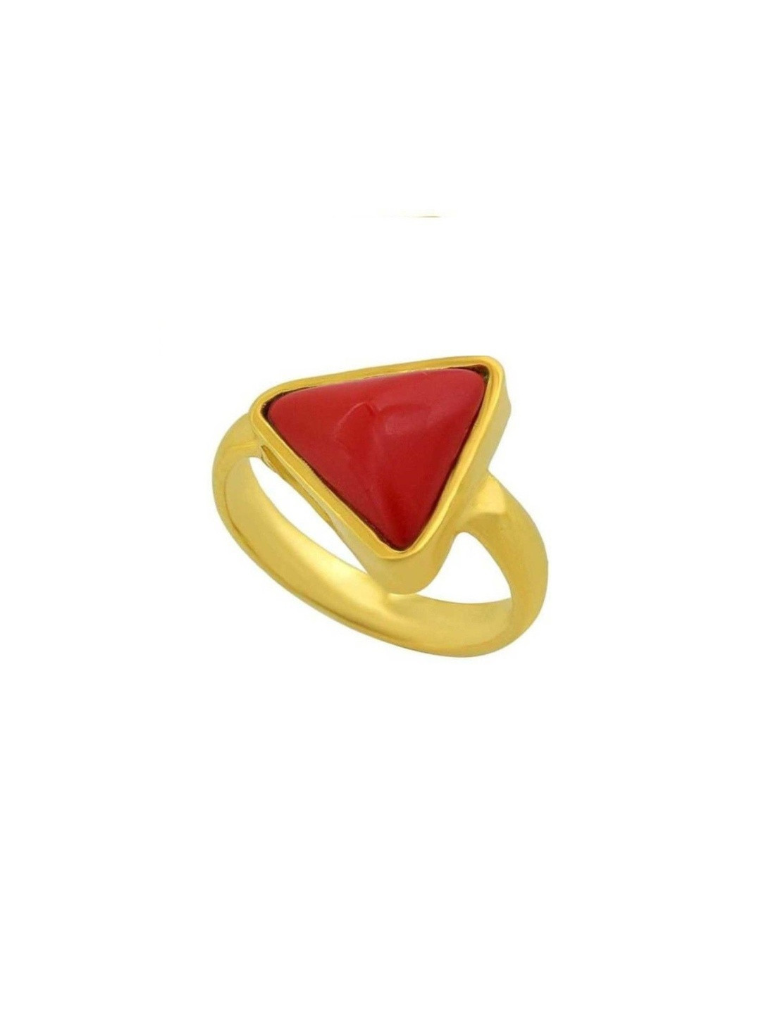 RAVIOUR LIFESTYLE Unisex Gold Plated Red Coral Ring