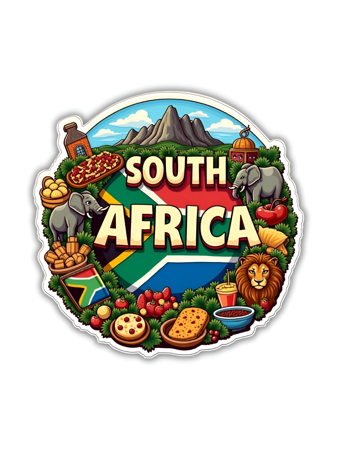 GIFTODAY Green & Grey South Africa Printed Fridge Magnets