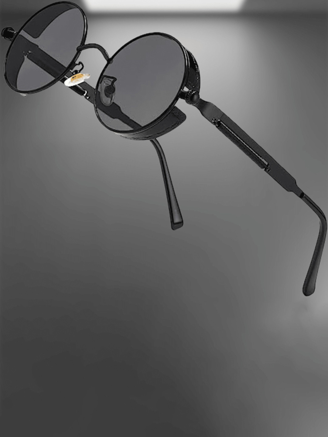 SPADEACES Unisex Full Rim Style Round Sunglasses with Steampunk Full Black