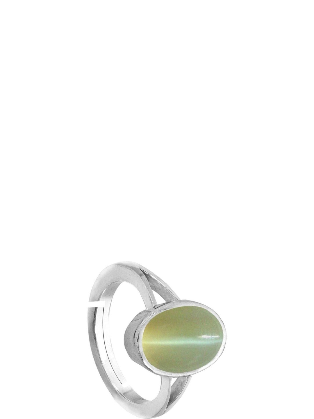 RAVIOUR LIFESTYLE Sliver Plated Cat's Eye Studded Finger Ring