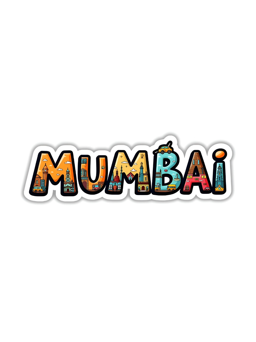 GIFTODAY Yellow & Blue Mumbai Printed Fridge Magnets