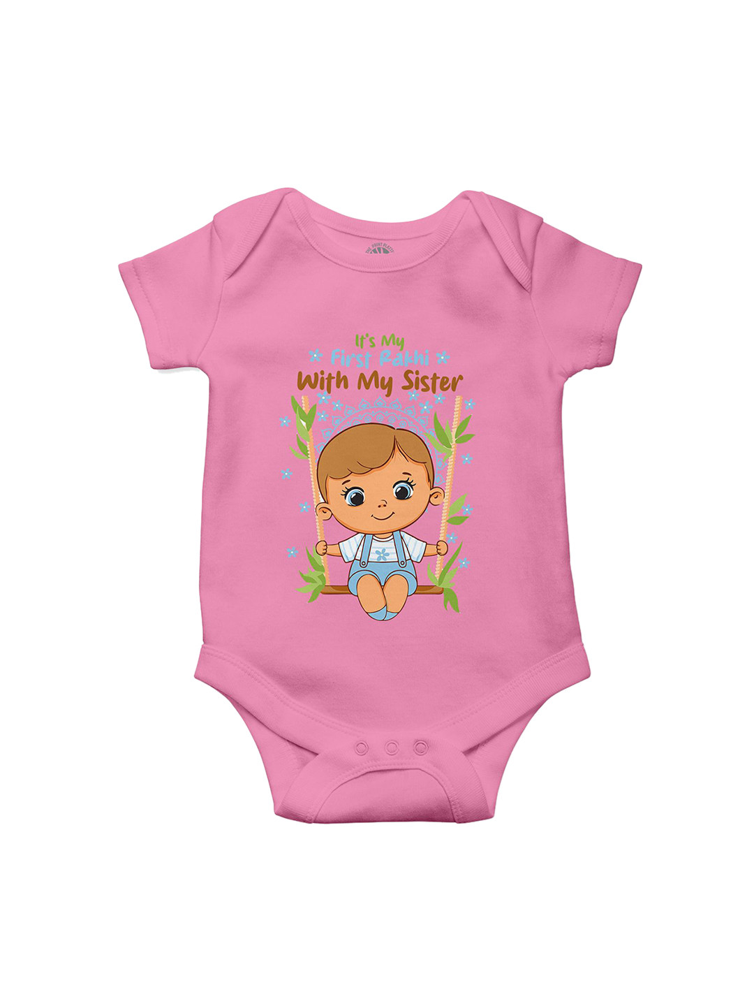 THE PRINT PLATTER Infants First Rakhi Sister Printed Ultra Bio Wash Cotton Bodysuit