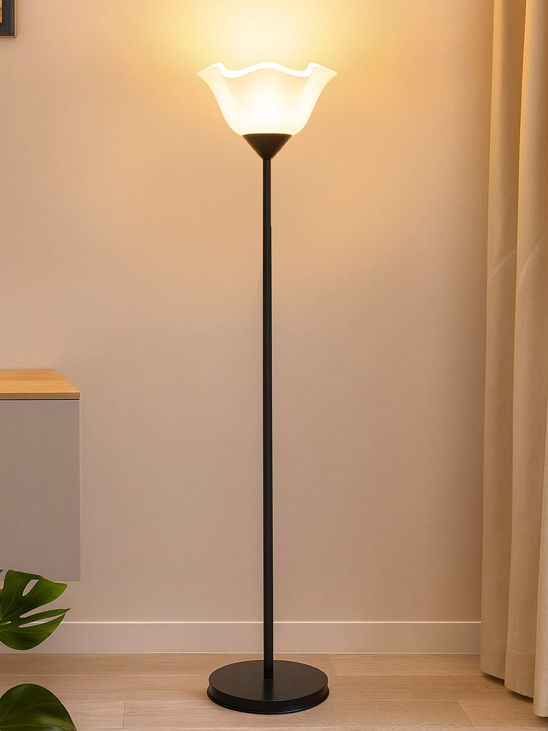 Homesake Black & White Metal Acrylic Tulip Shaped Standing Floor Lamp