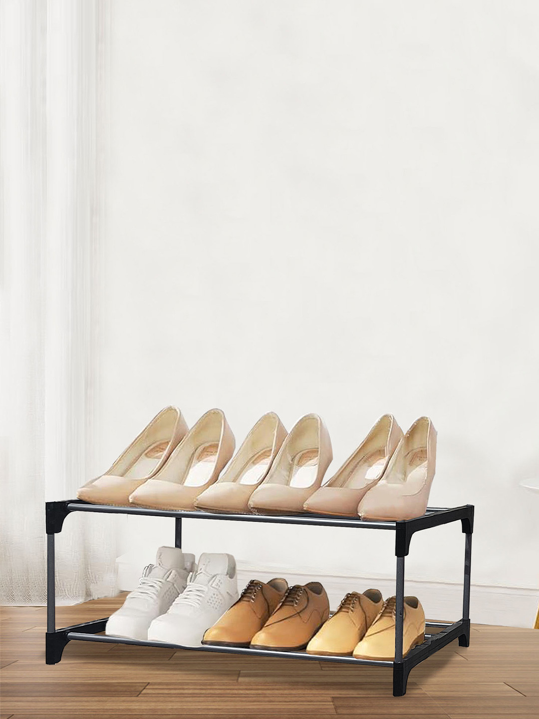 Rmerchants Black & Grey 2 Layer Shoe Rack