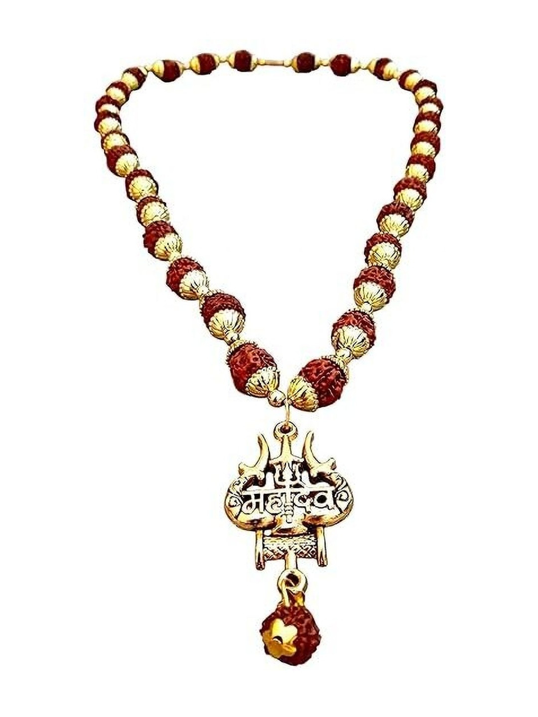 MK gallery Women Trishul Mahadev Rudraksha Mala Brass Gold-Plated Necklace