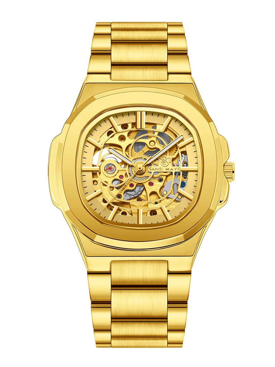 SANSIMAYO Men Dial & Straps Analogue Automatic Motion Powered Watch SM-M-303-G-G-G