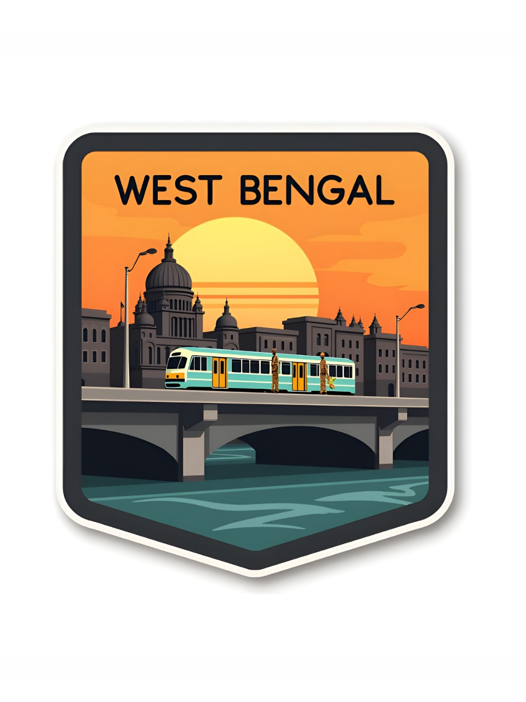 GIFTODAY Yellow & Grey West Bengal Printed Fridge Magnets