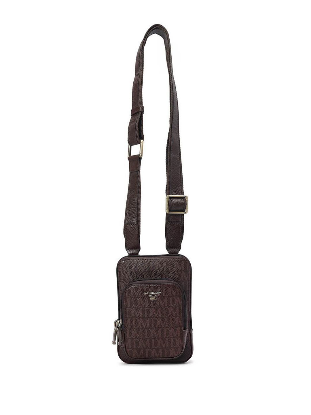 Da Milano Men Textured Non-Detachable Sling Strap Leather Messenger Bag
