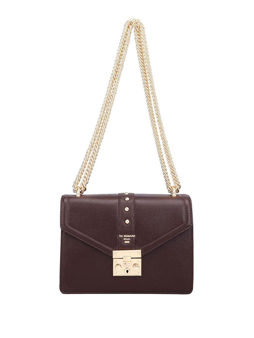 Da Milano Crossbody Leather Sling Bag With Buckle Detail