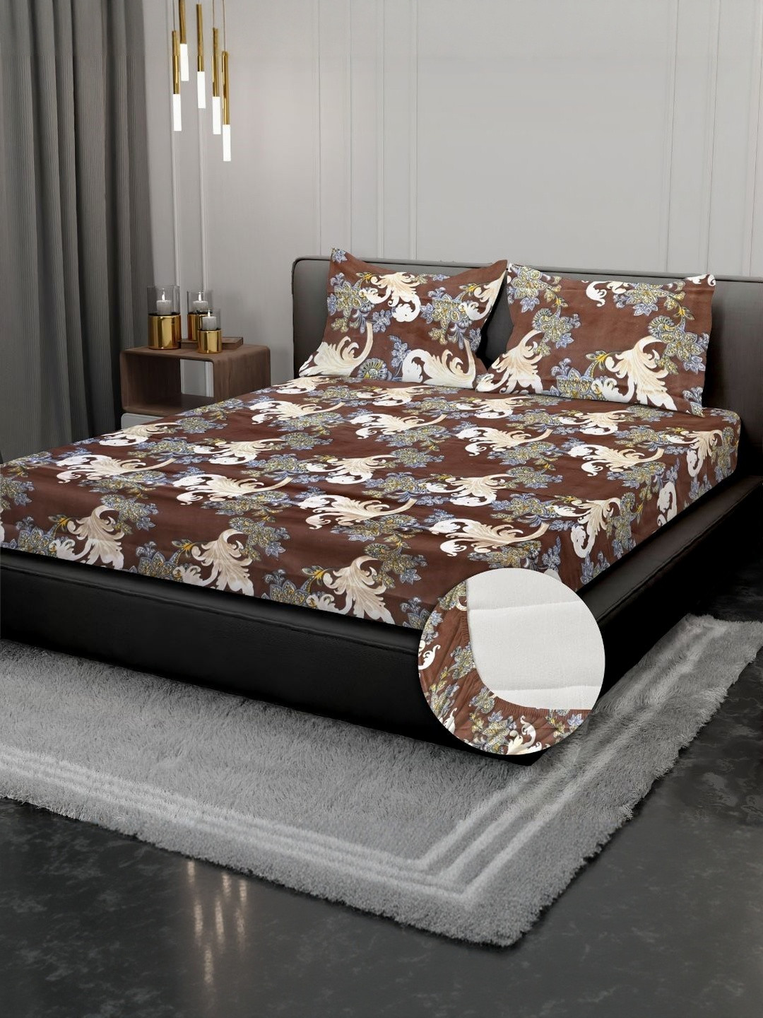 Kurry Home Furnishing Super King 300 TC Egyptian Cotton Bedsheet with 2 Pillow Covers